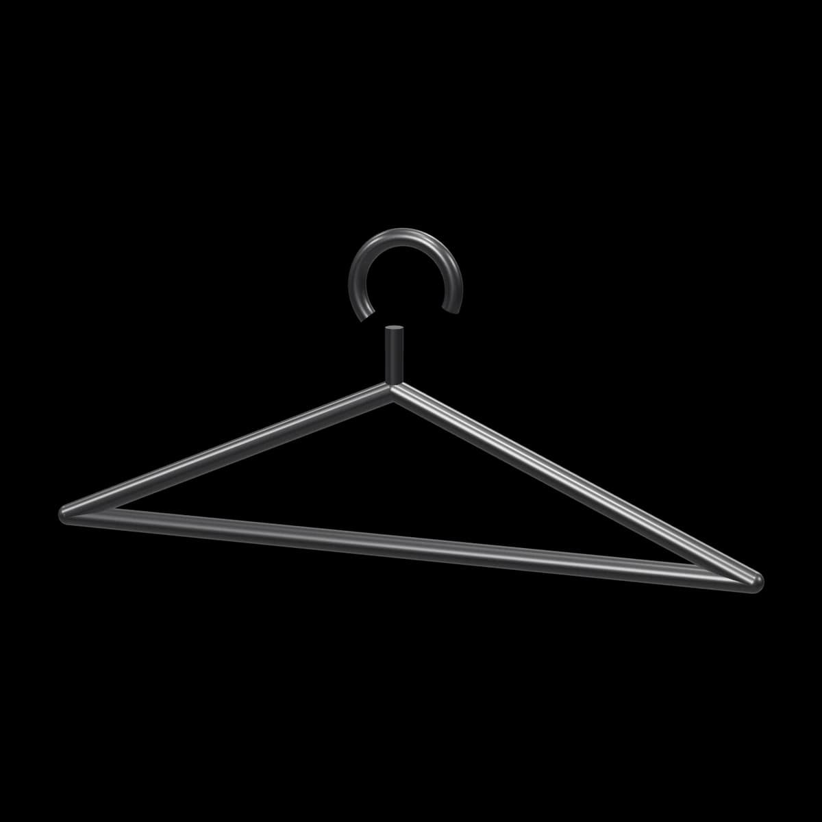 Black clothes hanger, 3D render