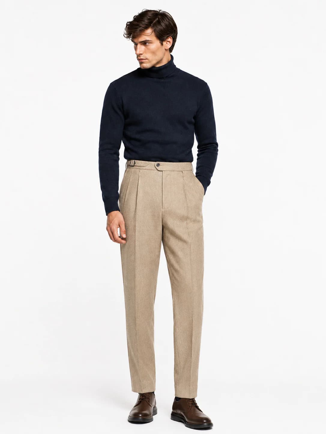 Sand Pleated Trousers — image 3